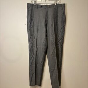Zanella Devon Dress Pants Mens 36 Grey Wool Made in Italy Flat Front 36x32